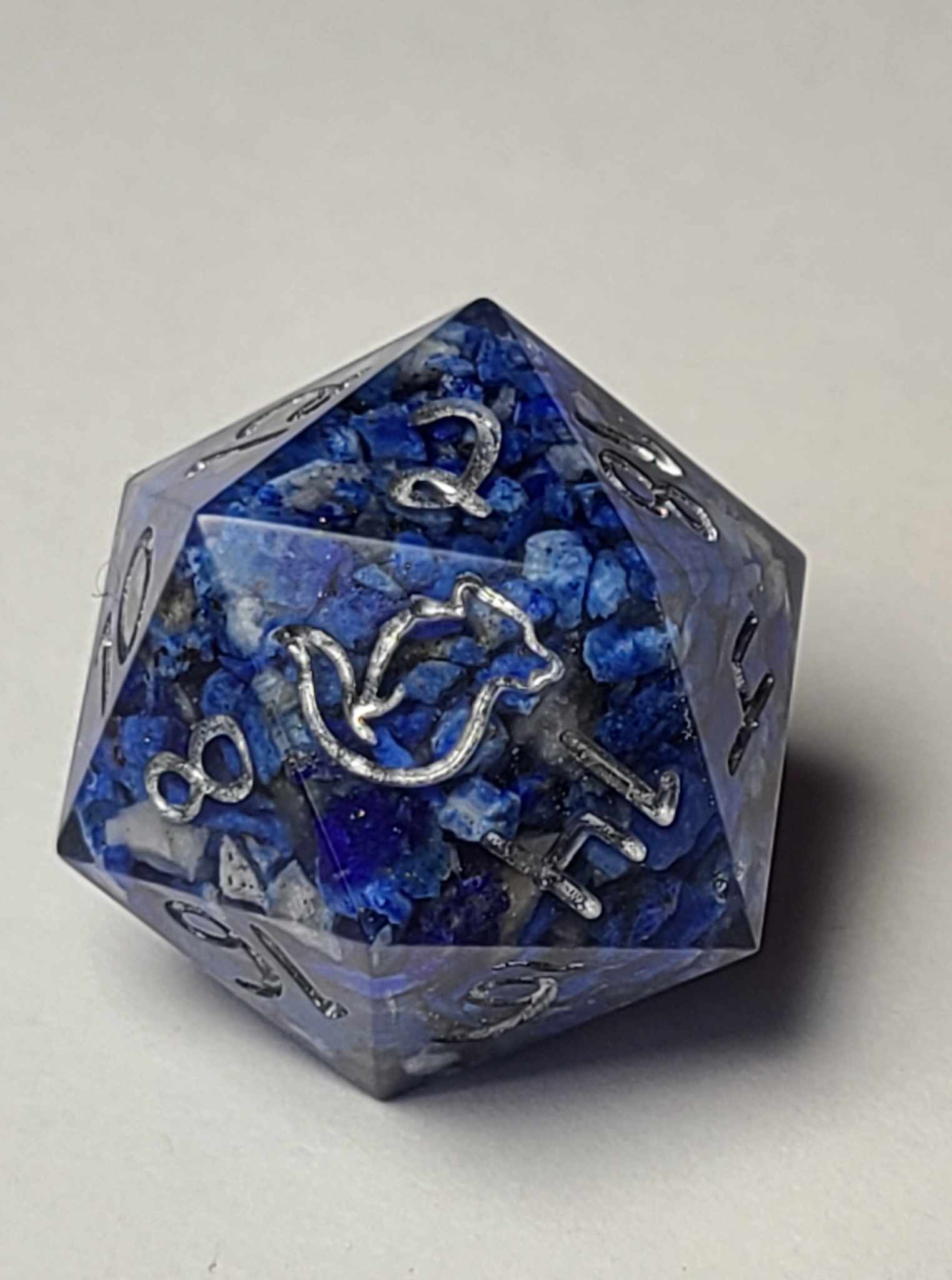 Lapis Lazuli d20 with silver