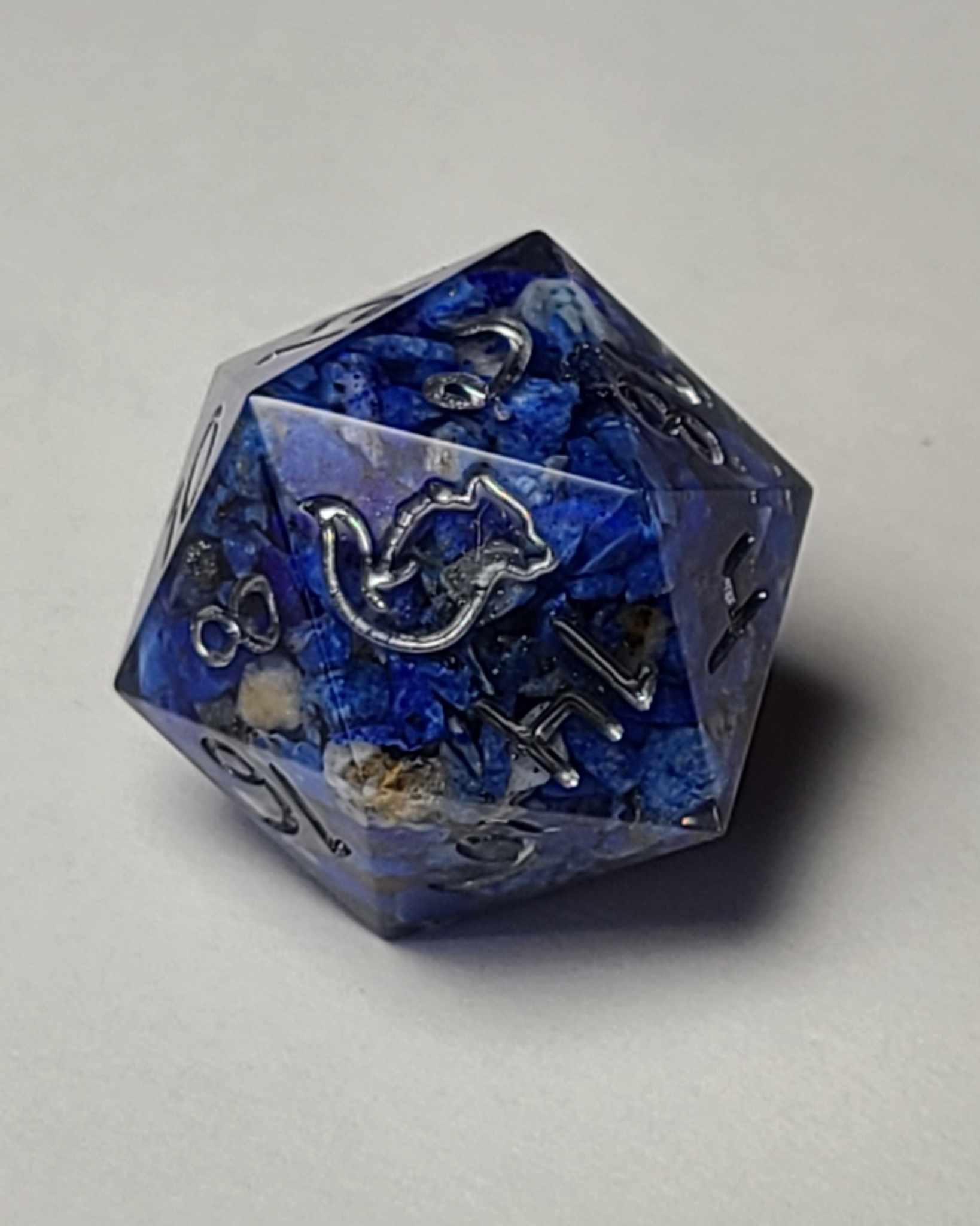 Lapis Lazuli d20 with silver